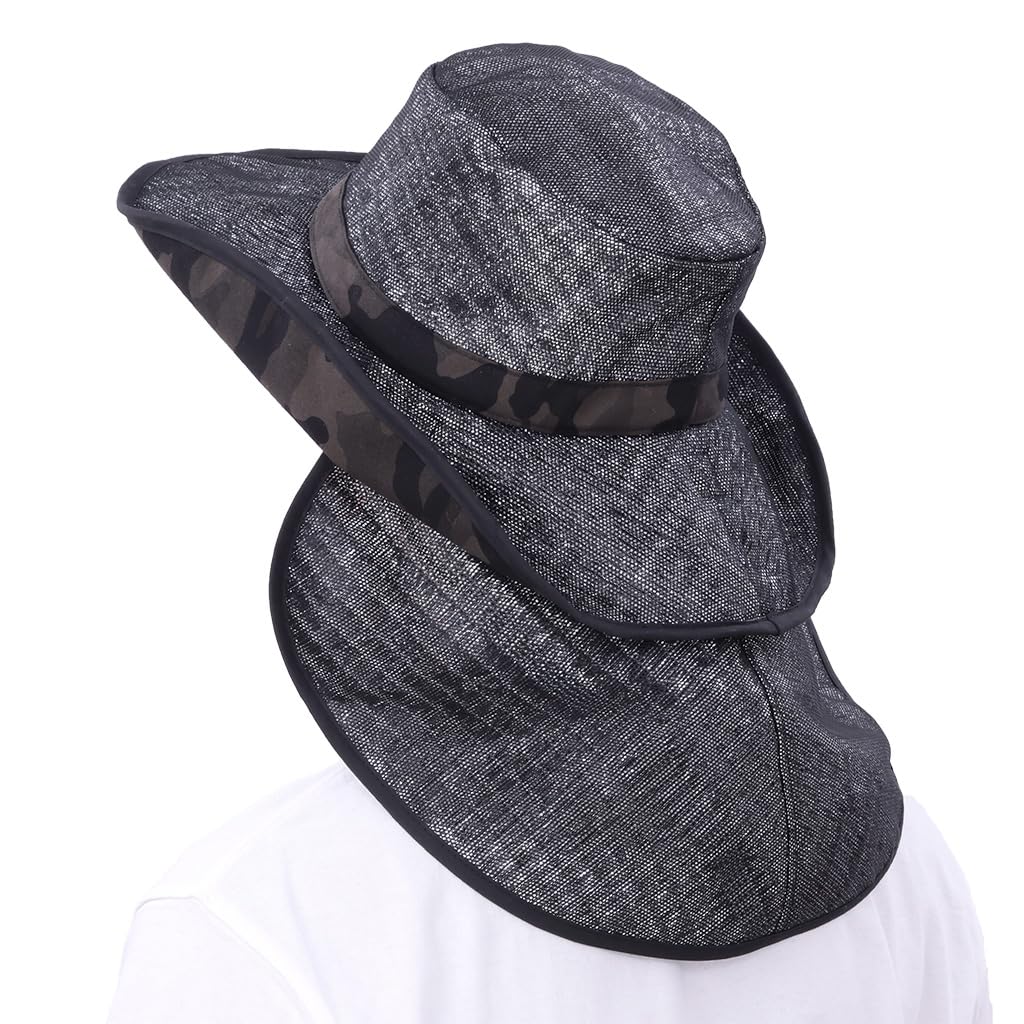 SHABO Mesh Ten-Gallon Hat, Heatstroke Prevention, Light Heat Shielding Hat, UV Protection, Farming, Farming, Gardening, Fishing, Sunburn Protection Against Heat (M, 886, Camouflage Black) Medium 886 Camo Black