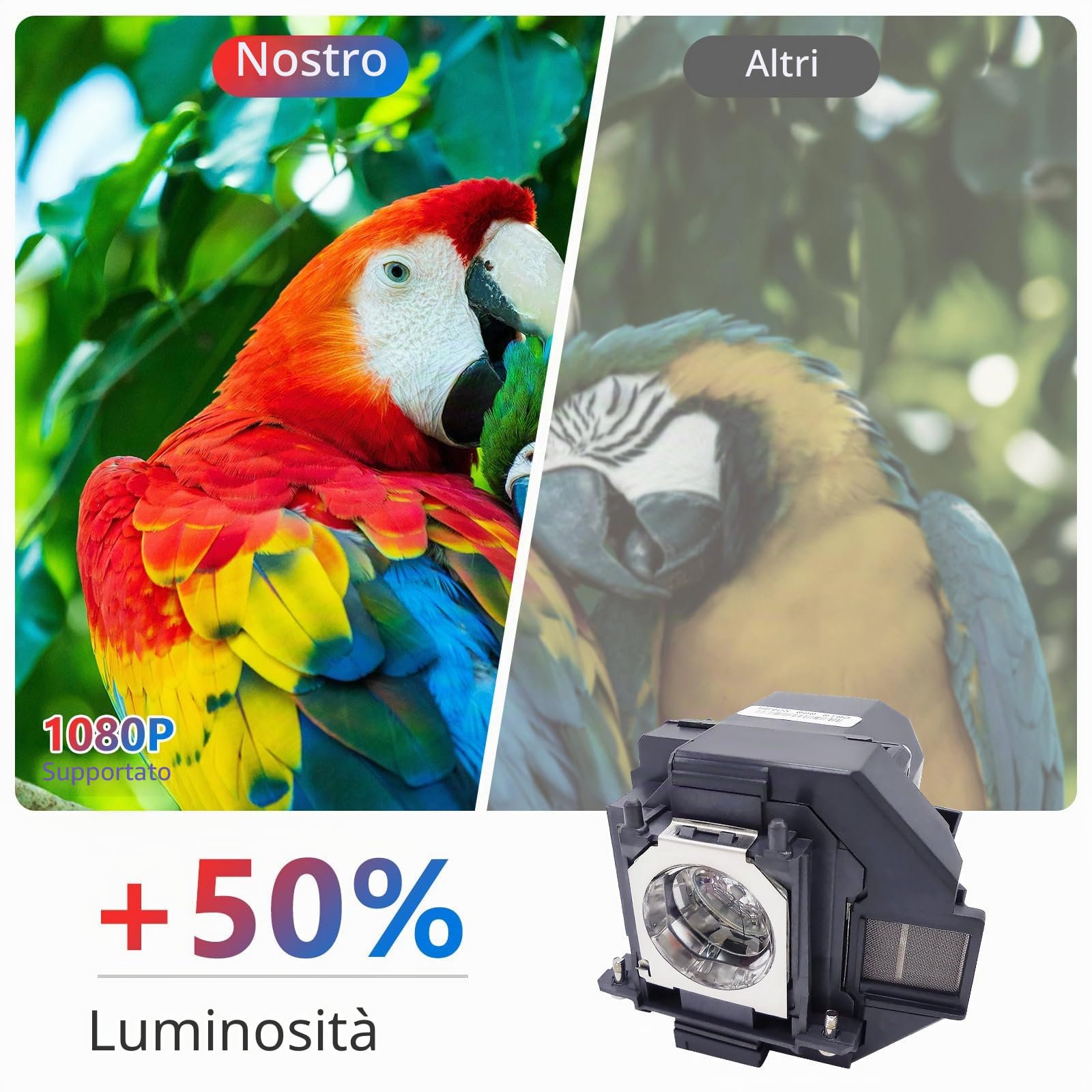 per ELPLP96/V13H010L96 A+ lampada di ricambio del proiettore/lampadina con alloggiamento, compatibile con Epson EB-108/EB-2042/EB-2142W/EB-2247U/EB-970/EB-980W/EB-990U/EB-S39/EB-S41/EB-U05