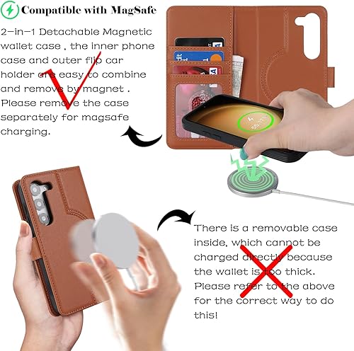 Miniatura 3 de Havaya Magsafe - Funda tipo cartera para Samsung Galaxy S23, compatible con Samsung Galaxy S23, con tarjetero y tarjetero, funda magnética