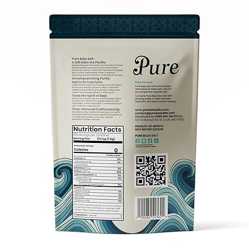 Miniatura 2 de Sal Marina Pura Baja Sea Salt 1 lb, 100% Orgánica, Sin Refinar, Cristales Finos Molidos, Rica en Minerales, Baja en Sodio, para Cocinar, Acabado,