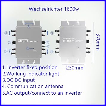 Micro Inverter 1600w Solar Grid Tie Inverter Inverter Ip65 Waterproof - Solar Inverter with WiFi App for 2 Solar Modules for Balcony Power Plant, Inverter Balcony Power Plant
