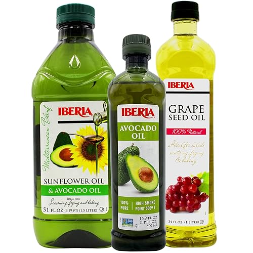 Iberia Aceite de aguacate 100% puro, 16.9 onzas líquidas + aceite de aguacate y girasol Iberia 51 onzas líquidas + aceite de semilla de uva Iberia disponible en Yaxa Colombia
