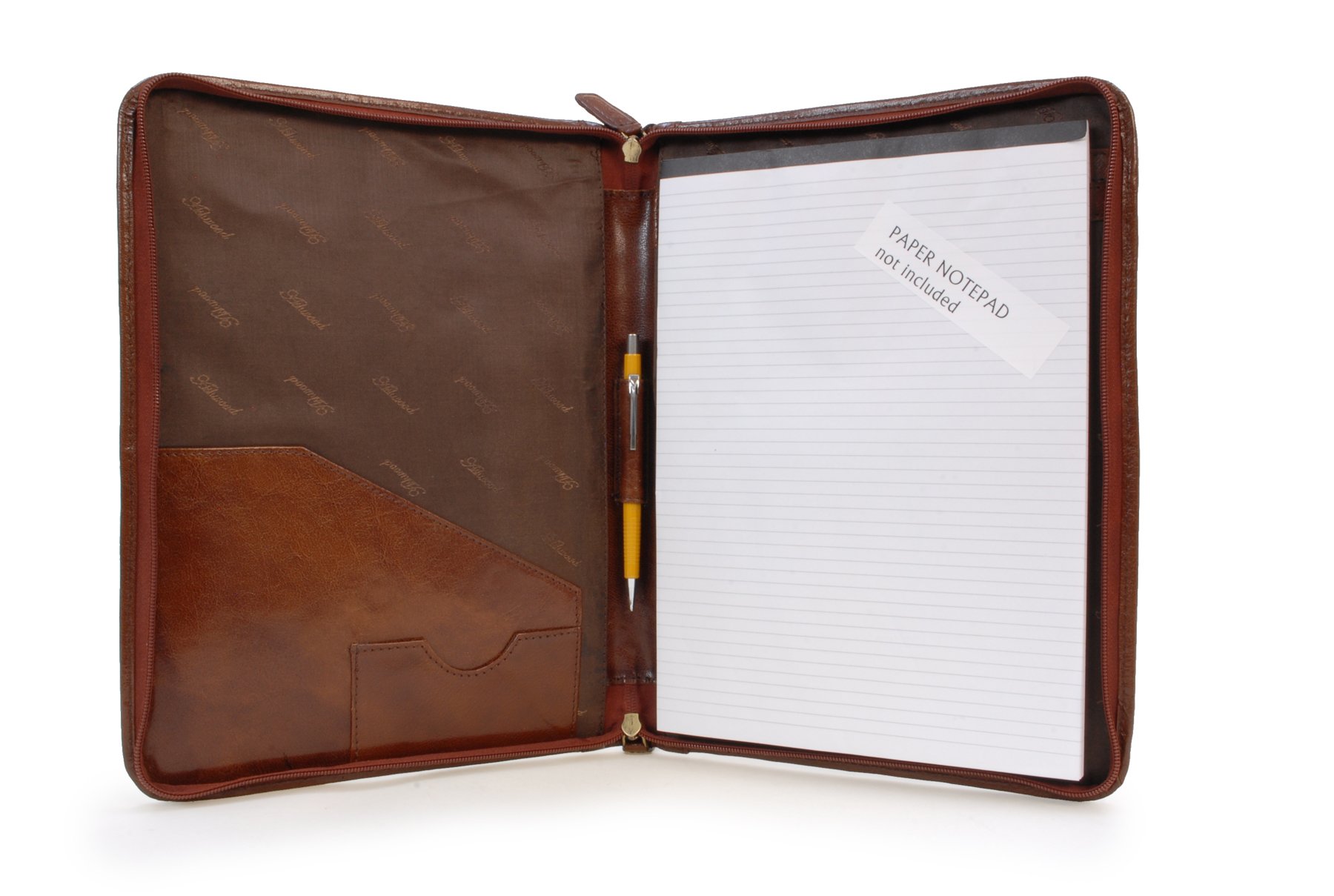Ashwood - Portacuaderno de Piel - Carpeta Portadocumentos A4 con Cremallera - Portafolio de Viaje para Hombre - A4 Folder - Castaño Marrón