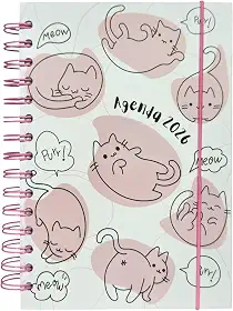 Agenda Diária 2026 Pets, 21x14cm, 168 Folhas, Capa Dura, Espiral, Estampa Cachorrinho e Gatinho (Modelo 7)