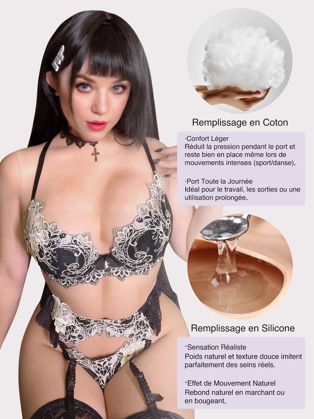 Faux Sein Silicone Travesti, Col Haut Discrète Fausse Poitrine en Silicone Bonnet B à G réaliste pour Cosplay Crossdresser Mastectomie