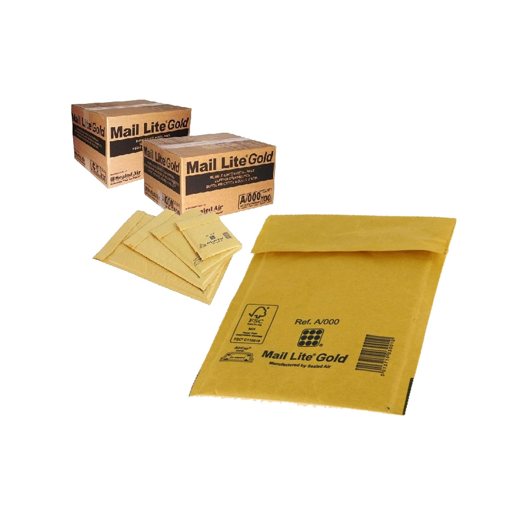 100 x Gold Padded Bubble Lined 110x160mm Mail Lite Envelopes A/000
