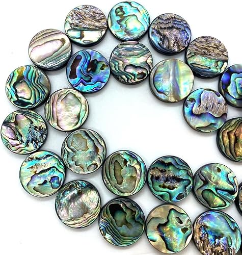Miniatura 6 de ABCGEMS - Cuentas de concha de abulón de Nueva Zelanda con calidad de gema (nácar más grueso y matriz iridiscente mucho más oscura que el abulón