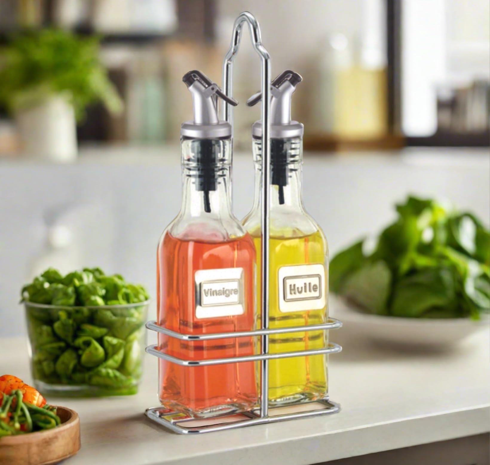 Cuisinox Juego de aceite y vinagre con cesta