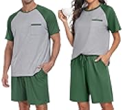 Mens Pajama Sets Summer Pjs Sleepwear Nightwear Lightweight Quick Dry Soft Short Sleeve Sleep Set With Pocket S-4XL
