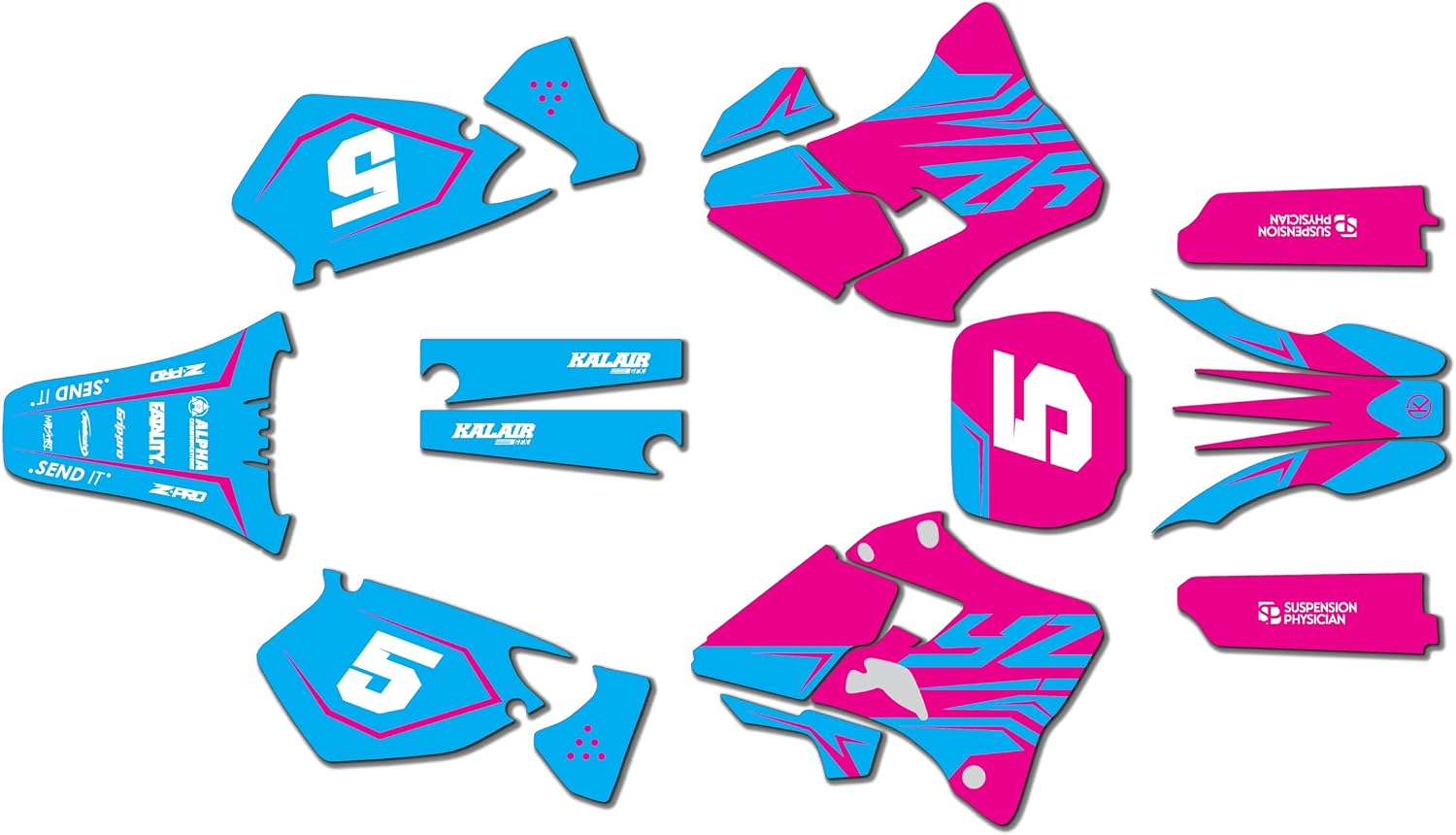 Graphics Kit for Yamaha YZ125 and YZ250 (1996-2001) Future Series Blue-Shift 16 Mil - On/Off the Road - Dirt Pit Bike Motorcycle Sticker, Dirtbike Racing Decal Motocross no-Plastics