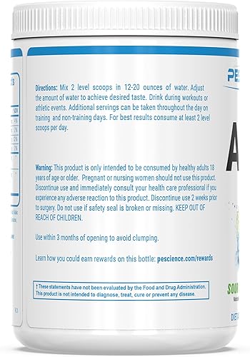 Miniatura 7 de PEScience Amino IV, manzana verde agria, 60 cucharadas, polvo BCAA y EAA con electrolitos