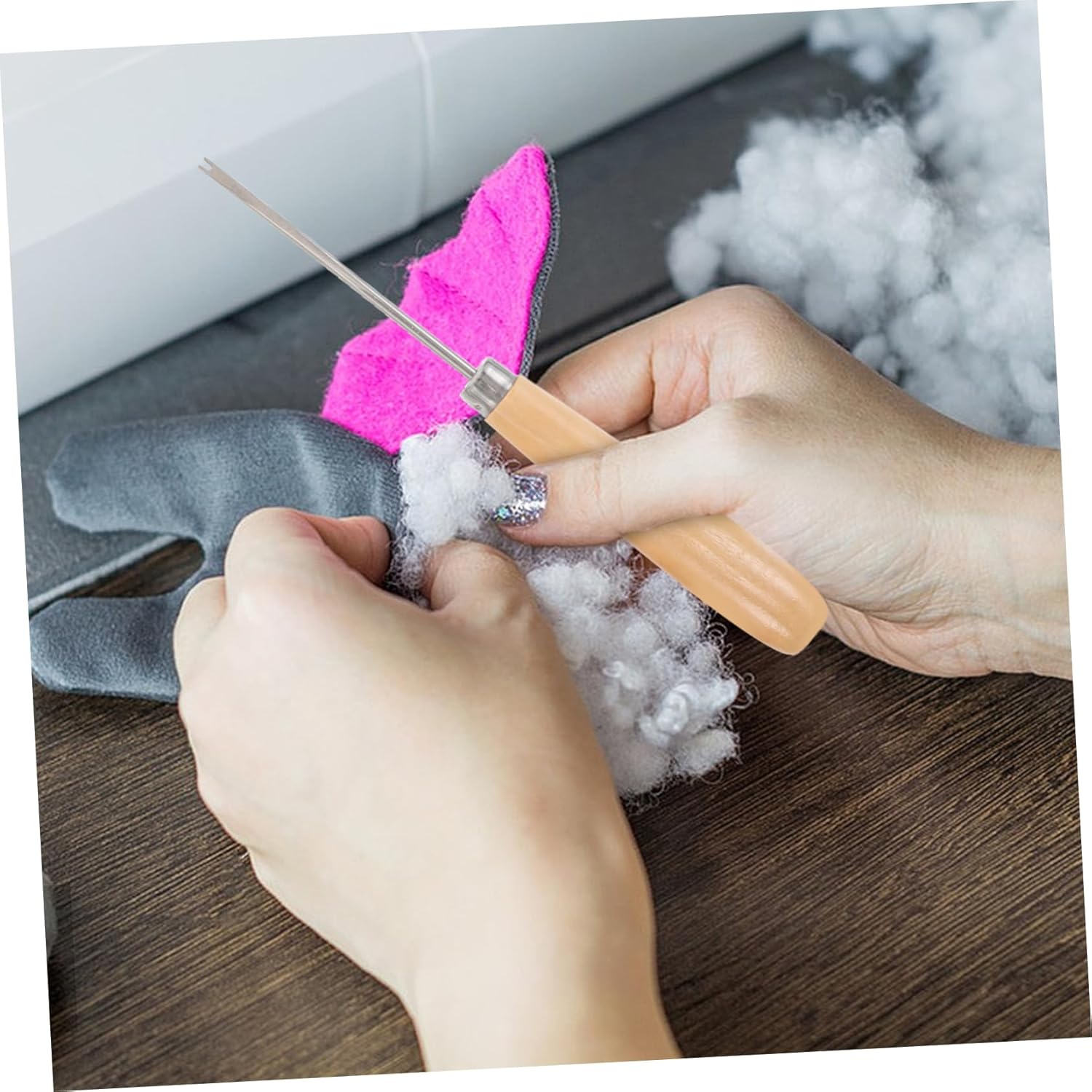 TEHAUX 4pcs Cotton Stuffing Tool with Handle Efficient Doll Making Needles for Plush Filling and Rerooting Easy to Use Felting Needles for DIY Crafting