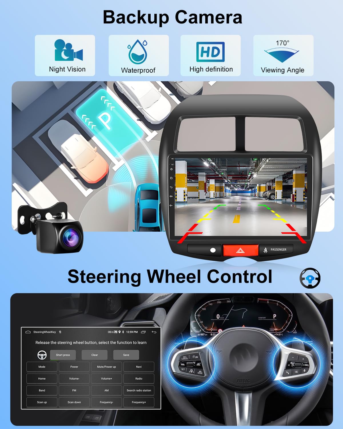 NHOPEEW Autoradio 2+64G per Mitsubishi ASX 2010-2016/Peugeot 4008 2012/Citroen C4 2007-2013 - Carplay senza fili e Android Auto - Stereo Android da 10,1 pollici con WiFi EQ GPS Mirror Link FM RDS