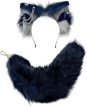 Cat Wolf Fox Ears & Tail Set, Cosplay Clips Headband