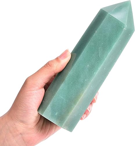 Miniatura 12 de AMOYSTONE 1 varita de aventurina verde, columna hexagonal de cristal curativo natural, 6 torres de cristal facetadas, reiki yoga, 0.6-1.1 libras