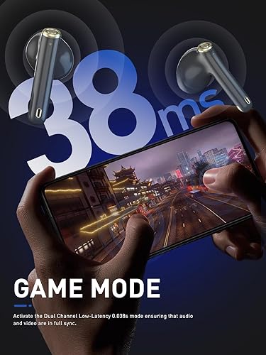 Miniatura 4 de iKF Find-Air5 TWS True Auriculares inalámbricos Bluetooth 5.3 Soporte App Control IPX5 Impermeable HiFi Gaming Auriculares con 4 micrófonos para TV,