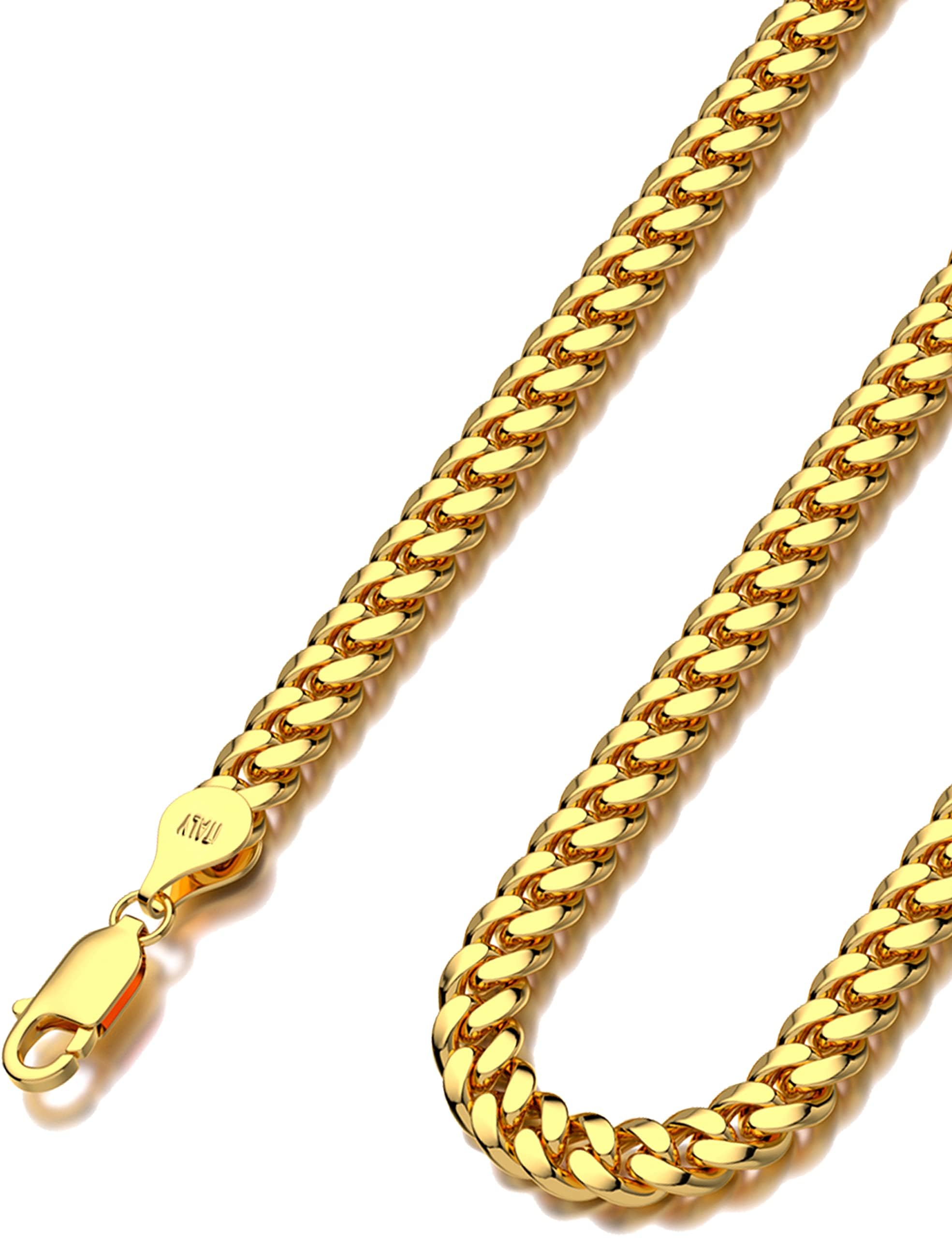 Waitsoul Valentine Day Gift for Husband Boyfriend, 925 Sterling Silver Cuban Chain Necklace, Lobster Clasp 7/8/10mm Silver or Gold Over Cuban Link