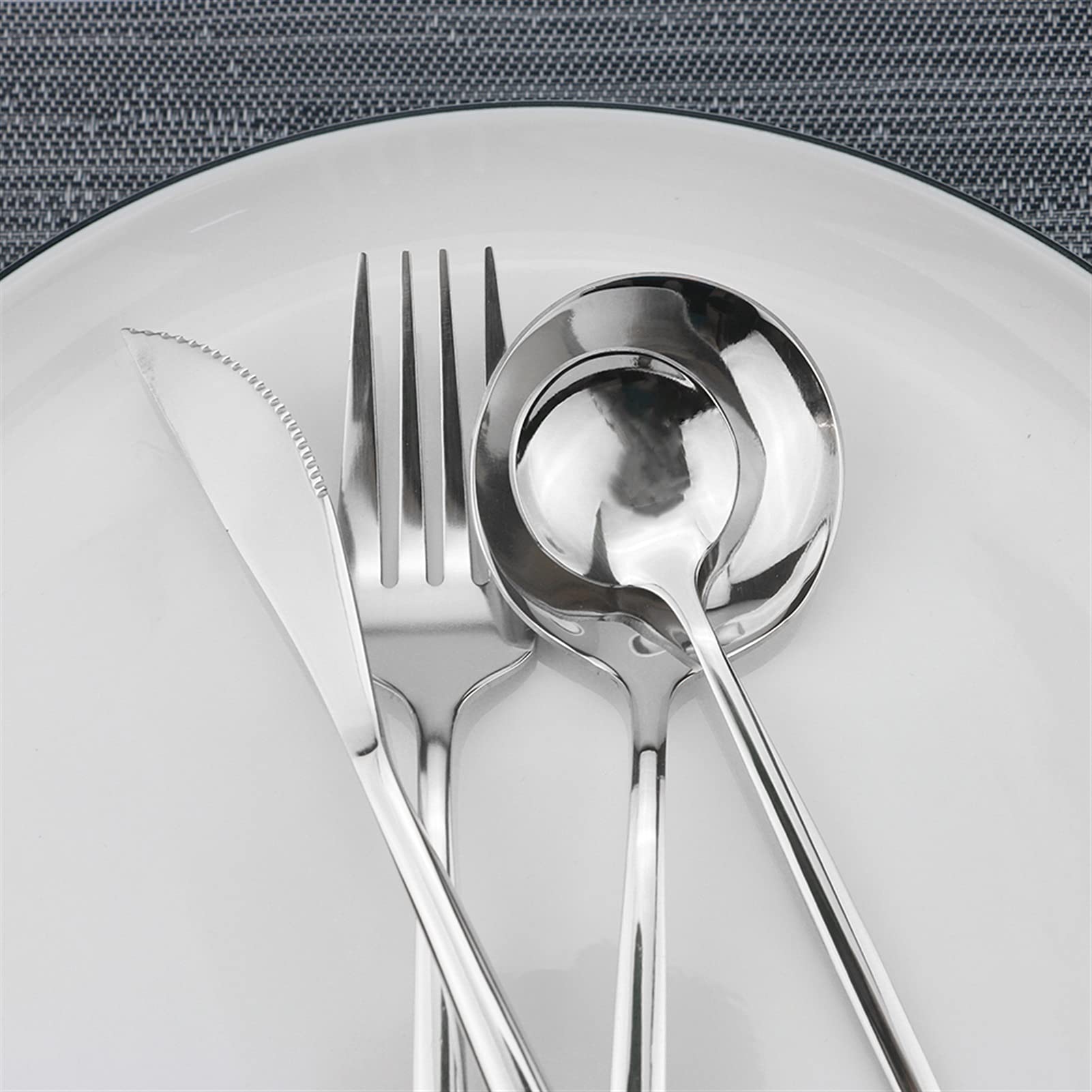 Besteck Set Edelstahl Geschirr Set Besteck Set Messer Gabel Spoon Abendessen Set Silber Home Geschirr Set (Color : 24 pcs)