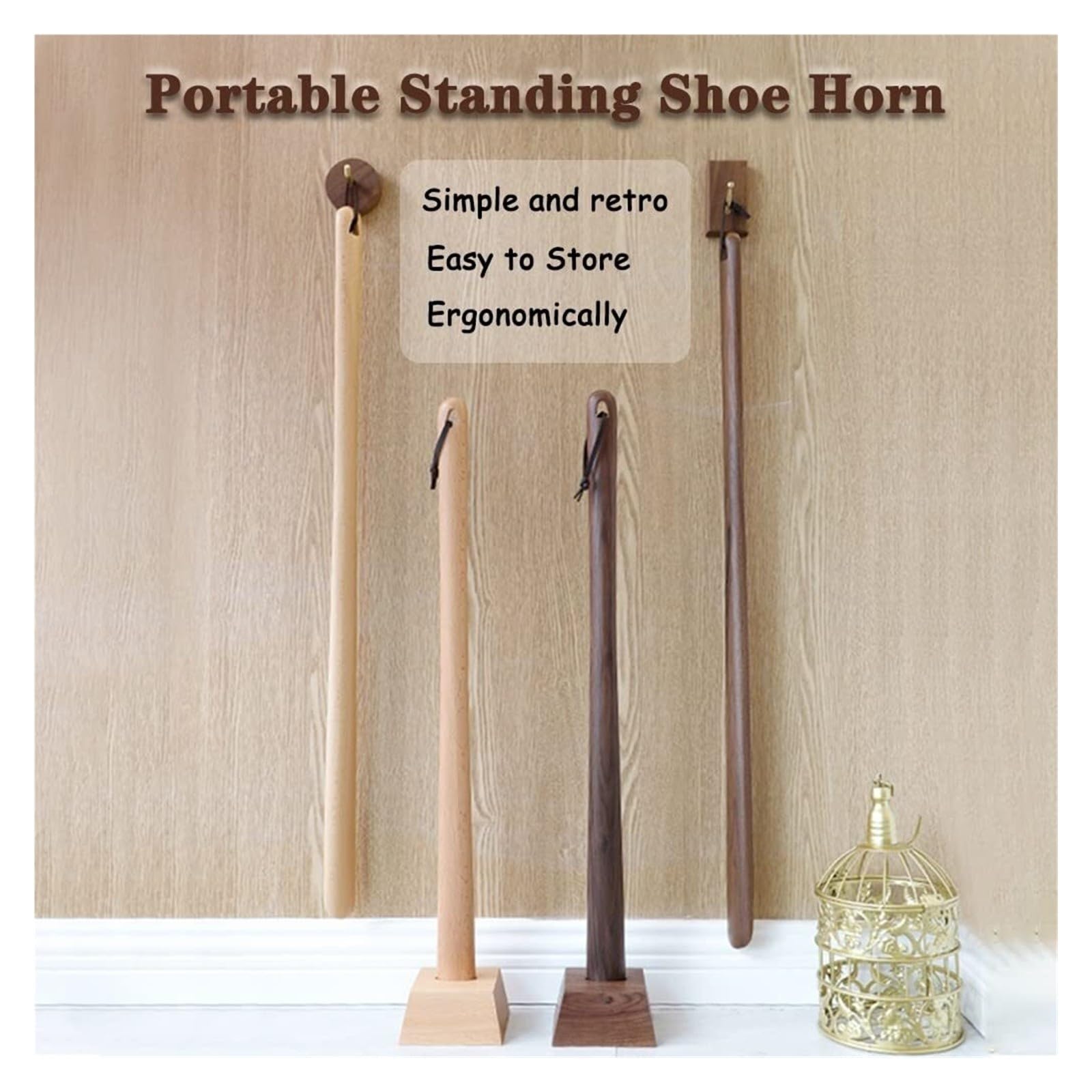 Chausse-Pied - Chausse-Pied Durable en Bois de hêtre Long avec Base Stable