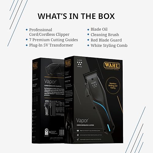 Miniatura 6 de Wahl Professional Cortadora de Vapor de 5 Estrellas con Cuchilla Ajustable para Rapado F32 Fadeout, Control de Velocidad Adaptable, Con Cable/Sin