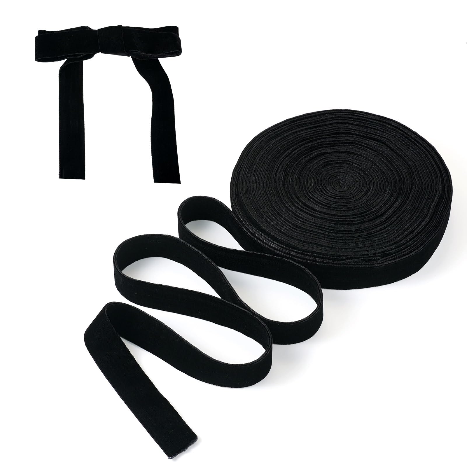Craftdady 12.5 Yards Double Side Velvet Ribbons 1 inch for Christmas Tree Ornaments Package Flower Bouquets Wrapping Bow Knot Making Party Decoration Black — image 1