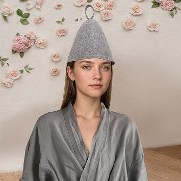 Sauna Hat for Men Women Wool Sauna Hat Vaporarium Cap Russian Banya Cap for Felt Bath House Accessories