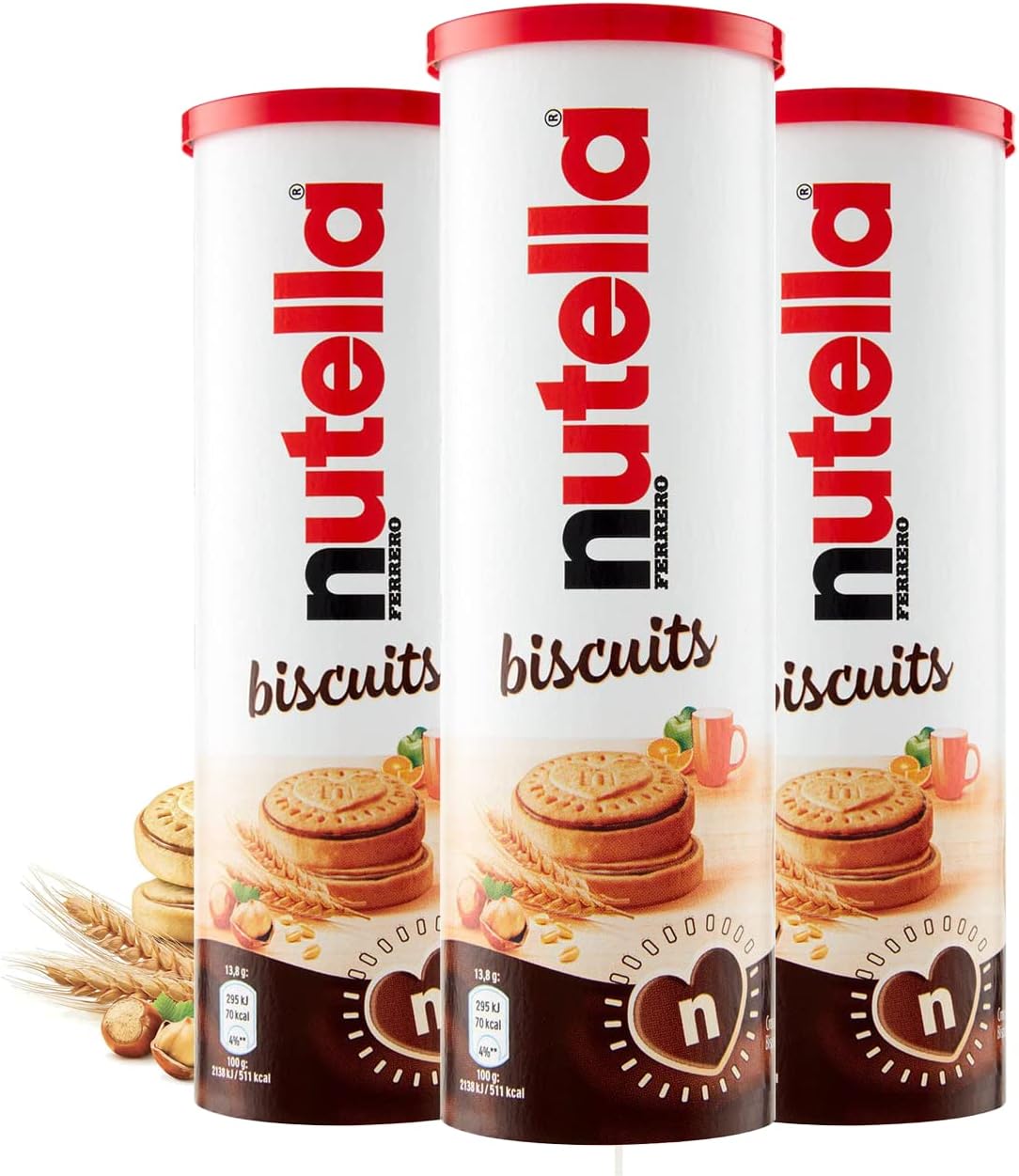 Nutella Biscuits - Delicious Nutella Cookies With Hazelnut Spread Filling In A Crush-Free Tube, Nutella Snacks 12 Biscuits,166g 3 pack (In KH Packaging), 17.5664 Ounce