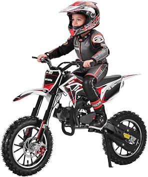 50cc Dirt Bike for Kids Mini Dirt Bike Gas Power Off Road Kids Dirt Bike Mini Bike with Dual Disc Brake & 2-Stroke Engine Gas Dirt Bike Max 40km/h, Bearings 150kg Black