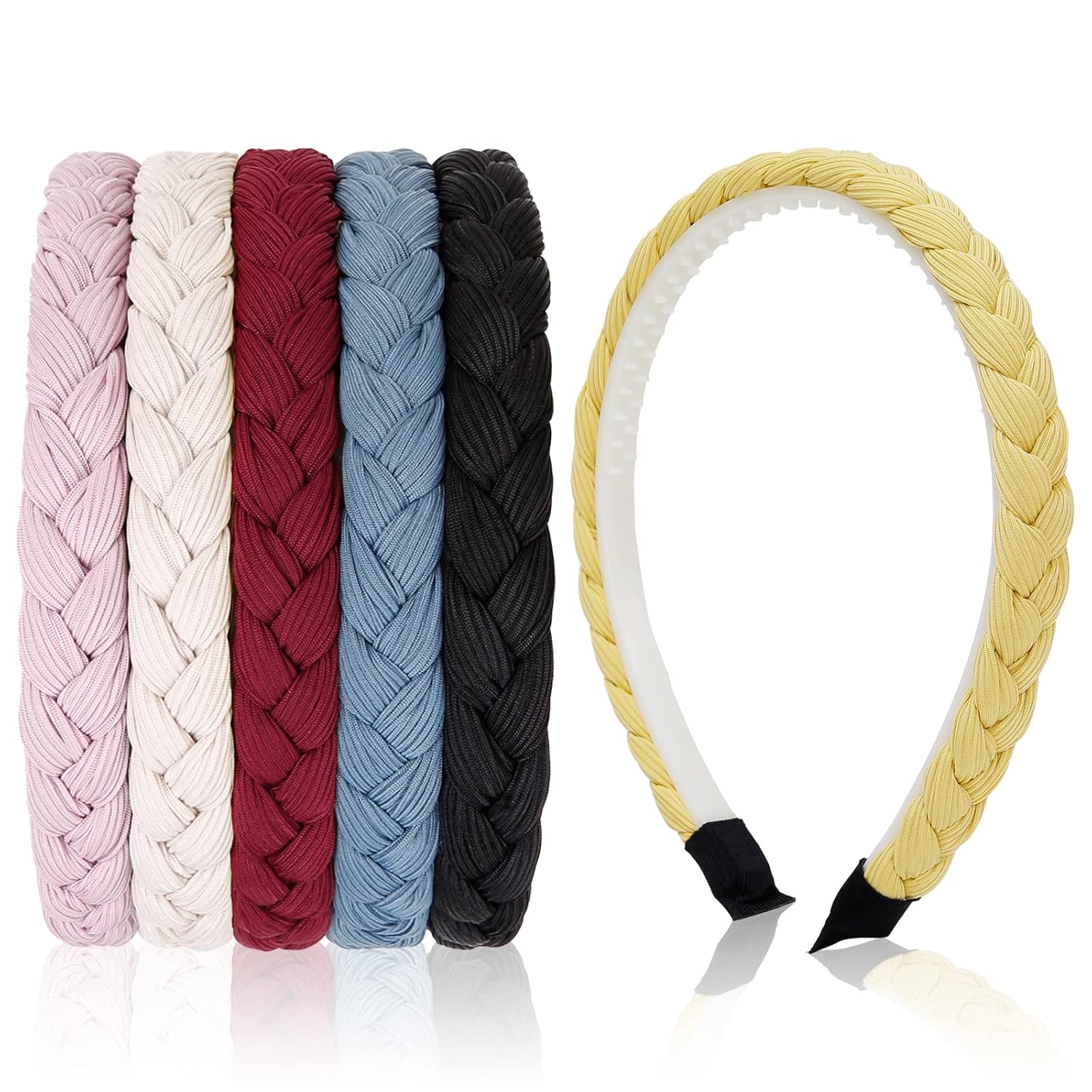 WOVOWOVO Braided Thin Headbands for Women Girls, 6 Pcs
