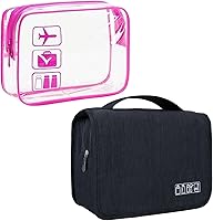 Vista 11 de Bolsa de aseo de gran capacidad con gancho para colgar, bolsa de viaje impermeable para cosméticos para hombres y mujeres, bolsa de almacenamiento