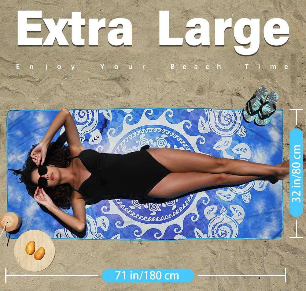 Widdonen Microfiber Beach Towel,Extra Large 2 Pack-71x32 with Bag Travel image 3