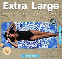 Vista 3 de Paquete de 2 toallas de playa ligeras de microfibra, sin arena, de secado rápido, absorbentes, delgadas y compactas, para piscina, camping