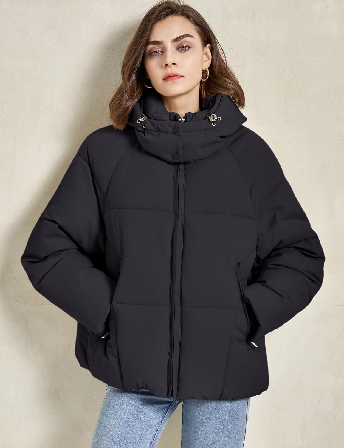 Gihuo Womens Puffer Jacket Winter Warm Coats Hooded Quilted Jackets with Removable Hood - Image 6