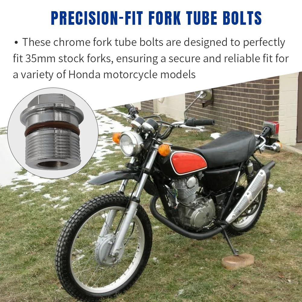 2 PCS Chrome 35mm Fork Tube Bolts Fits CB450 CB500T CB550 CB750 CR250 MT250 XL250 XL350c OEM#90123-300-000