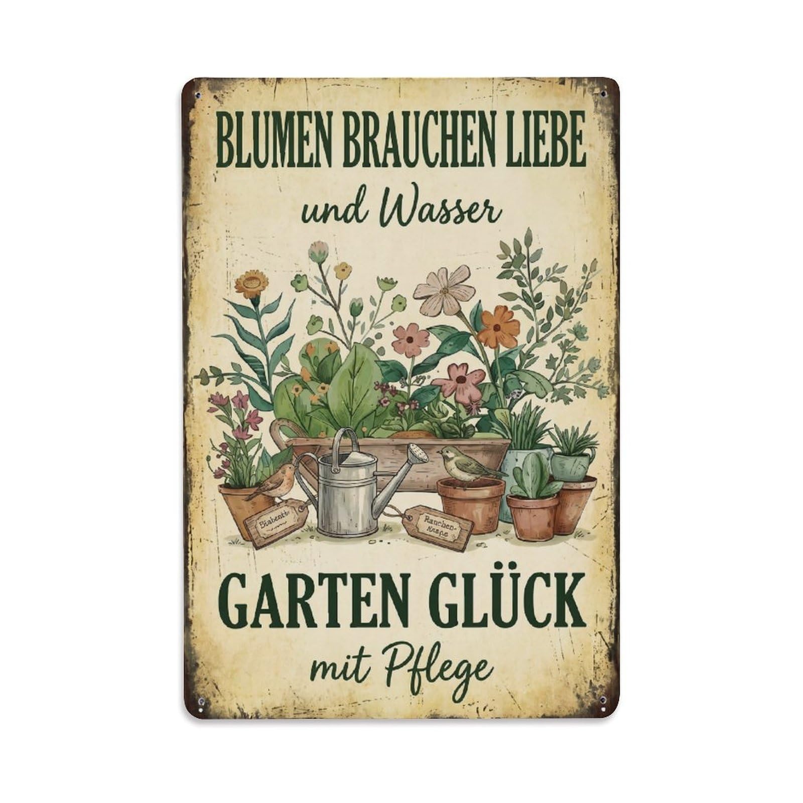 Vintage Flower Care Nurture Windowsill Metal Tin Sign