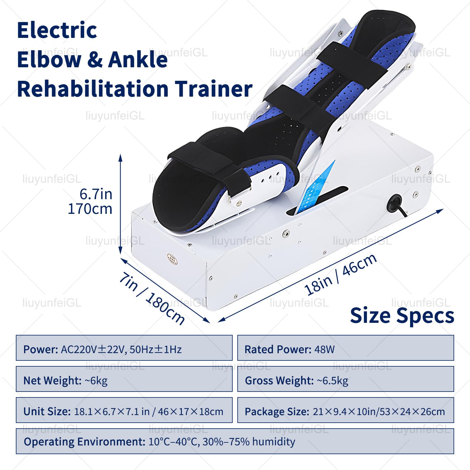 Ejercitador de Brazo con Soporte para el Codo, Modos Manual y automático, riel Deslizante para el antebrazo, indicador de ángulo para la recuperación de la rigidez del Codo.