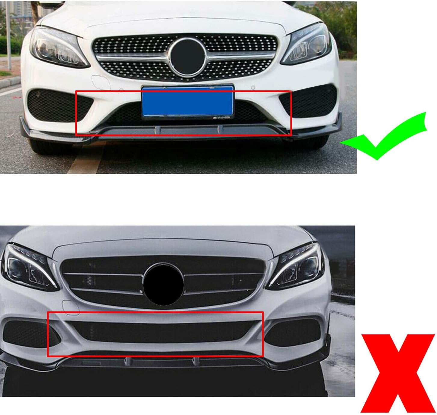 Front Lip Compatibility with 2015-2018 C Class W205 AMG Sport Models Front Bumper Chin Lip Splitter Spoiler Gloss Black