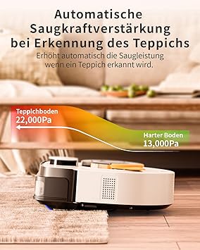 UBPET 22000 Pa Aspirador Robot de Succión para Pelo de Mascota en Alfombras y Suelo, Aspiradores Robóticos Ciclónicos, Robot Limpiafondos con Navegación LiDAR, Control Wi-Fi/App, Autocargable, V103