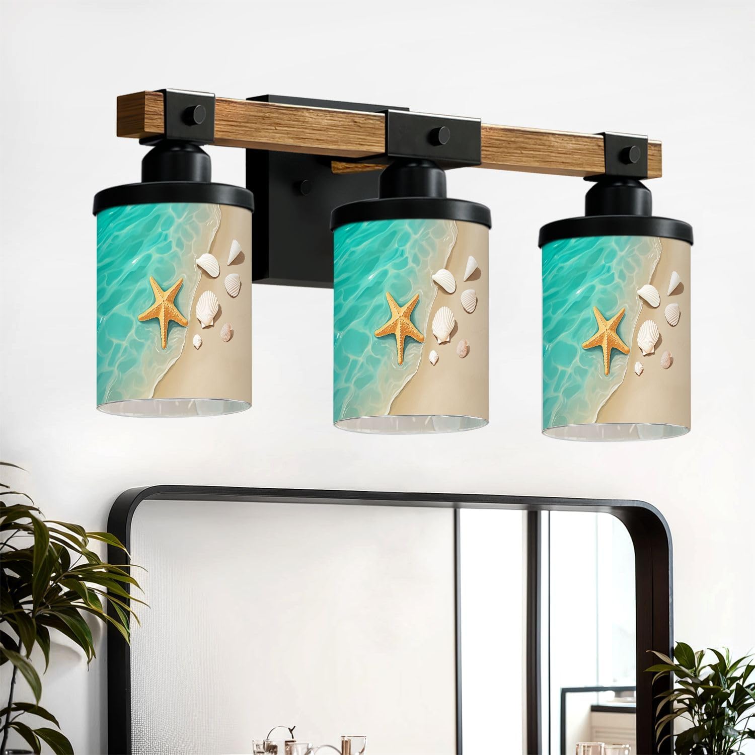 Vanity Lights for Bathroom Wall Lights for Bedroom Living Room Seashell Summer Beach sea Water Summer Tropical Coastal Modern Bathroom Light Fixtures Wall Sconces 3 Light Home Decor