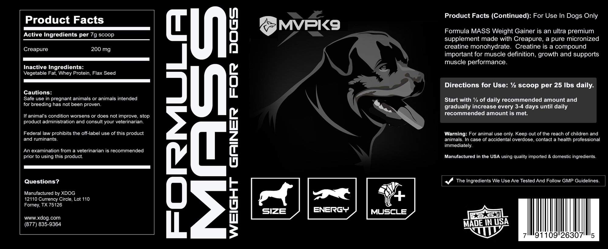 MVP K9 Formula Mass Weight Gainer for Dogs Helps Promote Healthy