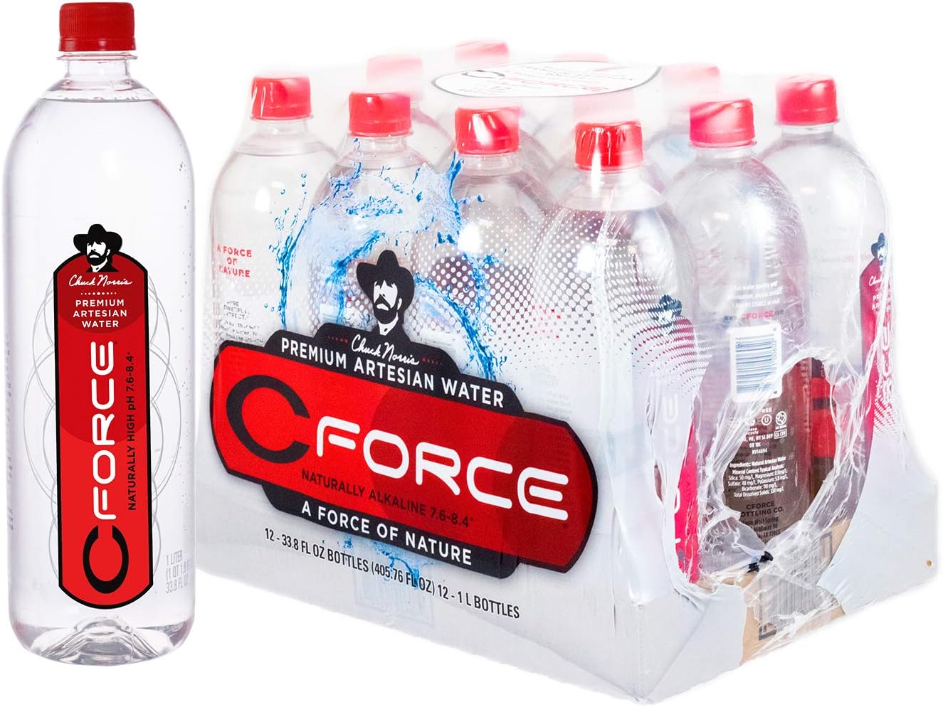 CForce Natural Artesian Water, 1 Liter (33.8oz) (12- Pack)