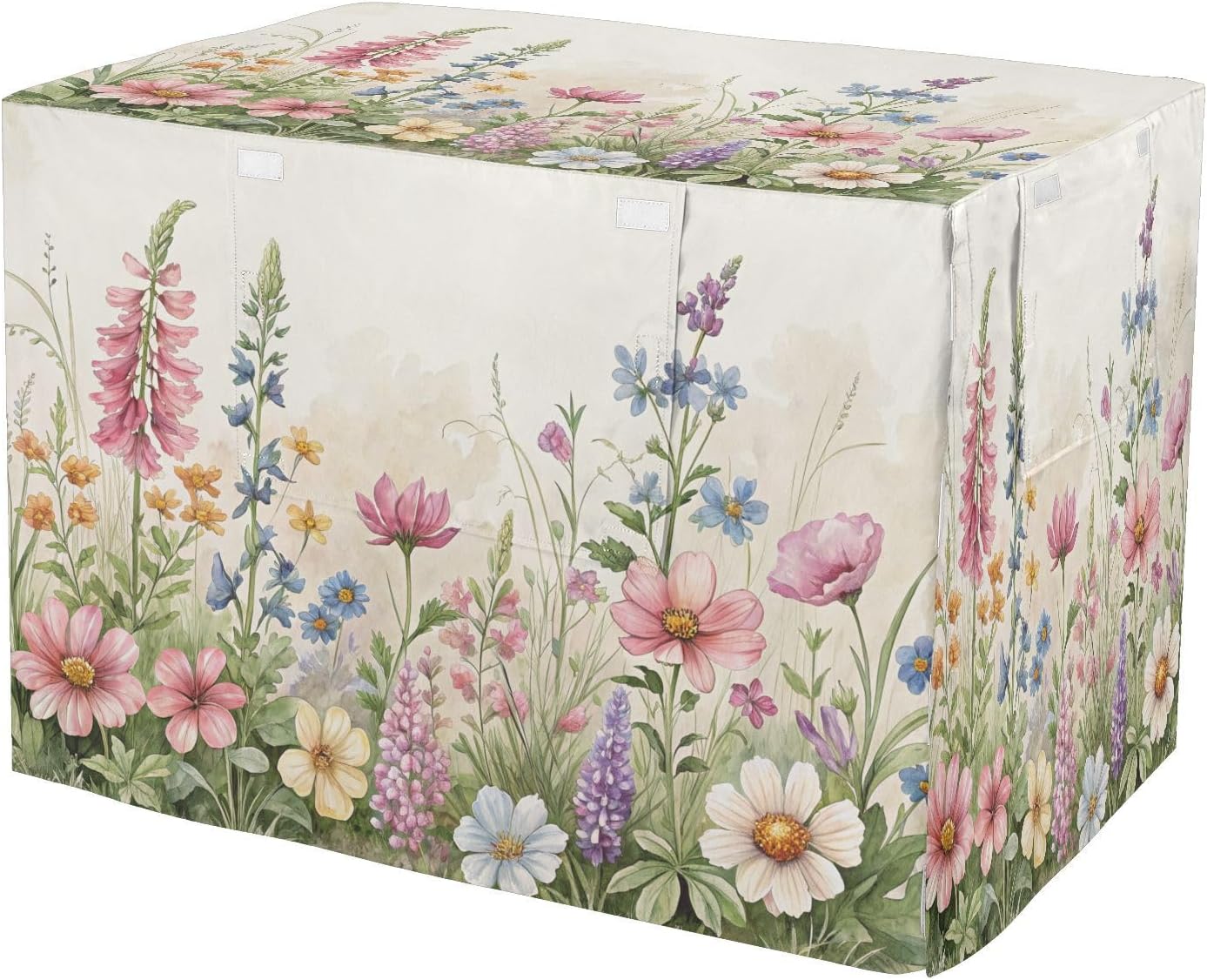 Vivid Herbs Wildflowers Dog Crate Cover 600D Oxford Pet Kennel Cover with Mesh Window for Dog Cages, Windproof Waterproof Machine Washable, 48"x30"x33"