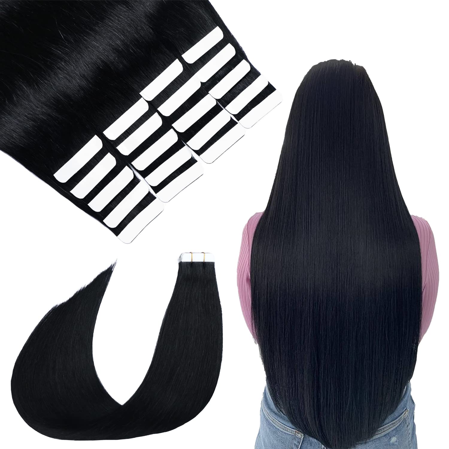 SURNEL Tape in Hair Extensions 22 inch Tape in Human Hair Extensions