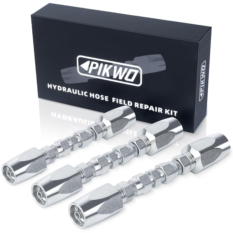Kit de Reparo em Campo para Mangueira Hidráulica Pikwo em 3 Tamanhos, 1/4 pol. (6,35 mm), 3/8 pol. (9,53 mm) e 1/2 pol. (12,7 mm), 3 Peças