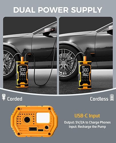 Miniatura 6 de Pumptiva Compresor de aire Inflador de neumáticos Compresor de aire portátil