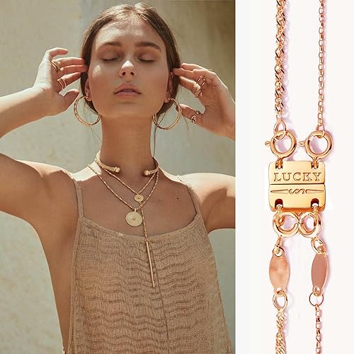Miniatura 9 de Collar con cierre de capas para mujer, separadores de joyas de oro de 18 quilates y plata, cierre magnético de collar múltiple para mujer, aspecto