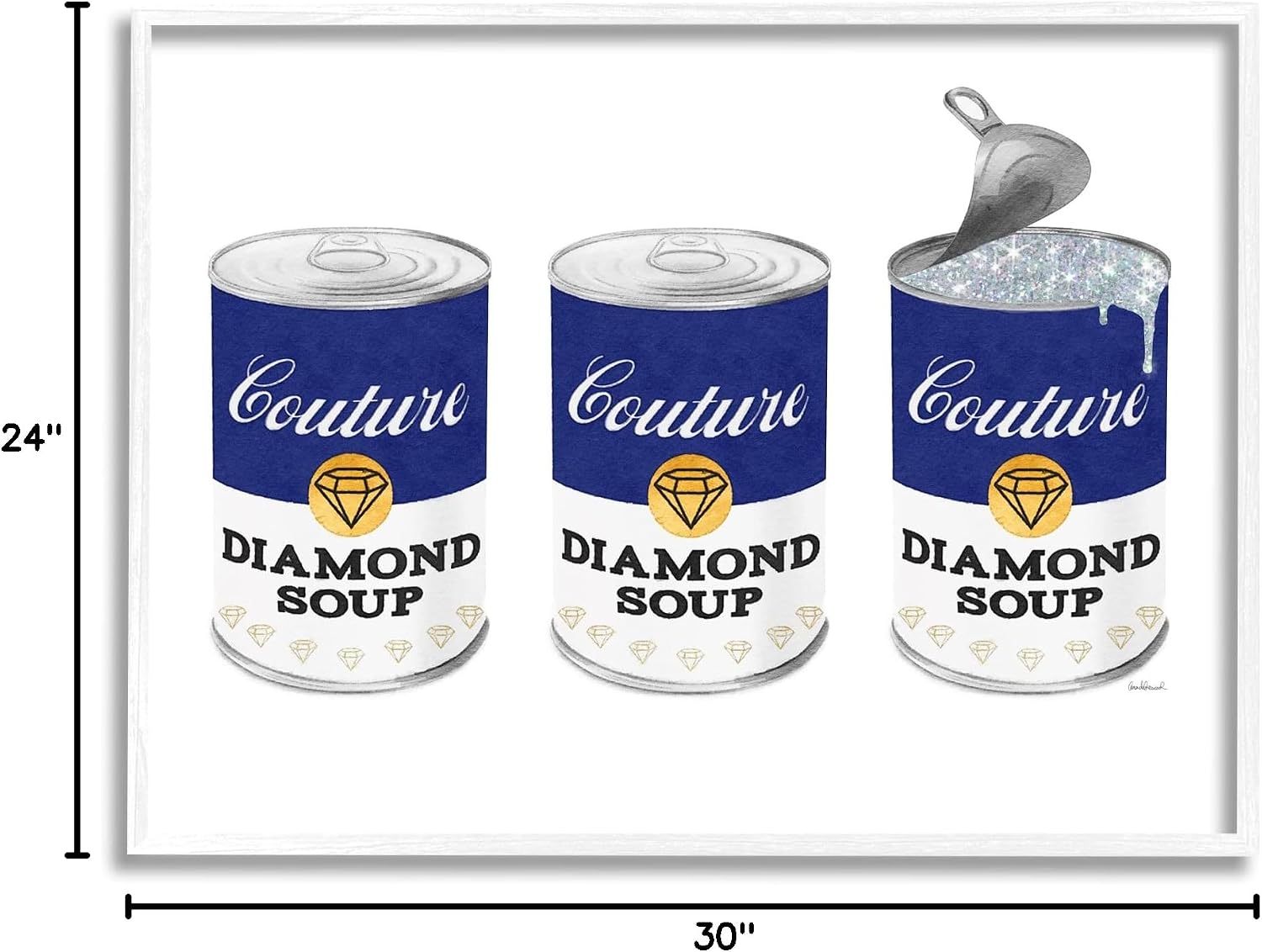 Stupell Industries Vintage Condensed Soup Fashion Cans Bold Blue Couture