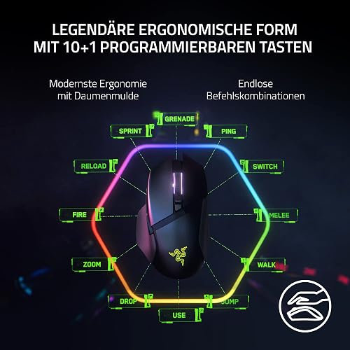 Razer Basilisk V3 Pro - Customizable Wireless Gaming Mouse HyperScroll Tilt Wheel (Focus Pro 30K Optical Sensor, 13-Zone Chroma Lighting, 10+1 Programmable Buttons) Black - 6