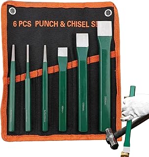 Chisel Set | 防錆金属手工具,6点 パンチ セット テーパー コールドチゼル付き,金属 石材 セメント トリム 成型 彫刻 家具 彫塑用