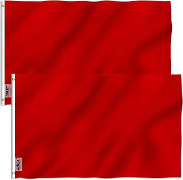 Anley Pack of 2 Fly Breeze 3x5 Foot Solid Red Flag - Vivid Color and Fade proof - Canvas Header and Double Stitched - Plain Red Flags Polyester with Brass Grommets 3 X 5 Ft
